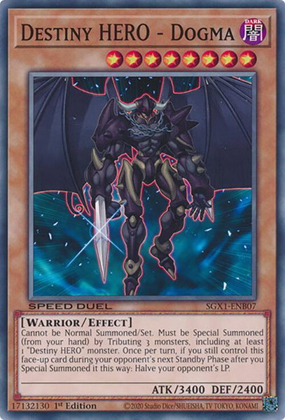 Destiny HERO - Dogma trading card from Speed Duel GX: Duel Academy Box Destiny HERO - Dogma - Speed Duel GX: Duel Academy Box YuGiOh trading card