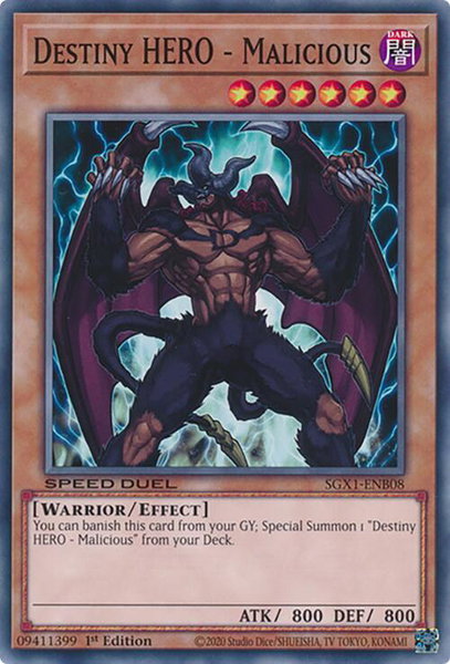 Destiny HERO - Malicious trading card from Speed Duel GX: Duel Academy Box Destiny HERO - Malicious - Speed Duel GX: Duel Academy Box YuGiOh trading card