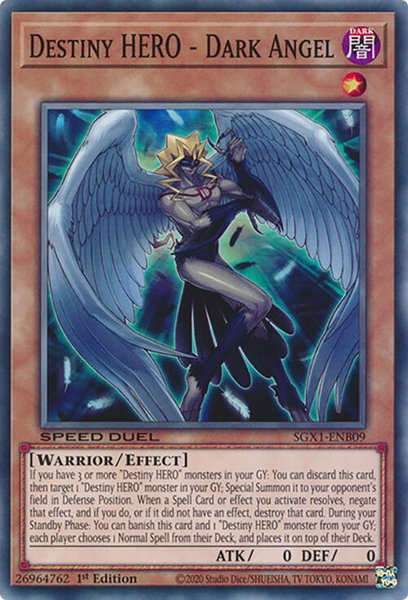 Destiny HERO - Dark Angel trading card from Speed Duel GX: Duel Academy Box Destiny HERO - Dark Angel - Speed Duel GX: Duel Academy Box YuGiOh trading card