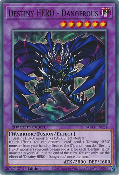Destiny HERO - Dangerous trading card from Speed Duel GX: Duel Academy Box Destiny HERO - Dangerous - Speed Duel GX: Duel Academy Box YuGiOh trading card