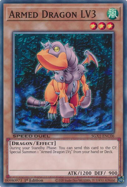 Armed Dragon LV3 trading card from Speed Duel GX: Duel Academy Box Armed Dragon LV3 - Speed Duel GX: Duel Academy Box YuGiOh trading card
