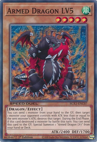 Armed Dragon LV5 trading card from Speed Duel GX: Duel Academy Box Armed Dragon LV5 - Speed Duel GX: Duel Academy Box YuGiOh trading card