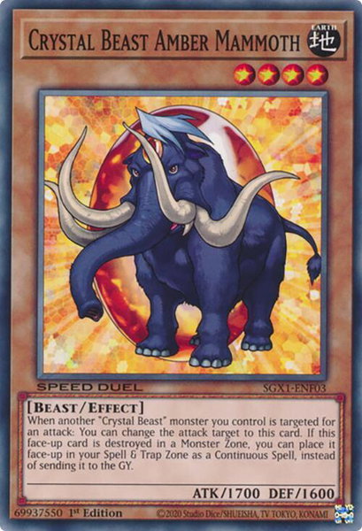 Crystal Beast Amber Mammoth trading card from Speed Duel GX: Duel Academy Box Crystal Beast Amber Mammoth - Speed Duel GX: Duel Academy Box YuGiOh trading card