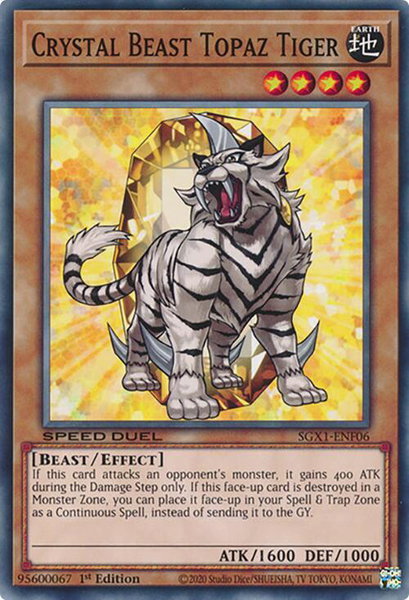 Crystal Beast Topaz Tiger trading card from Speed Duel GX: Duel Academy Box Crystal Beast Topaz Tiger - Speed Duel GX: Duel Academy Box YuGiOh trading card