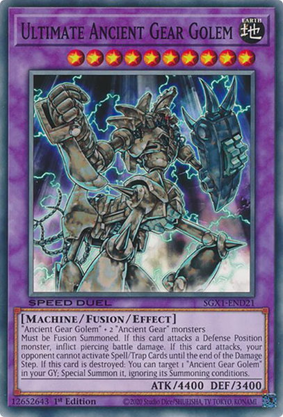 Ultimate Ancient Gear Golem trading card from Speed Duel GX: Duel Academy Box Ultimate Ancient Gear Golem - Speed Duel GX: Duel Academy Box YuGiOh trading card