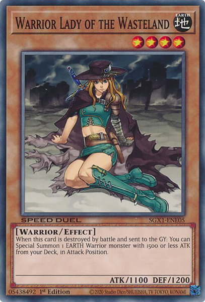 Warrior Lady of the Wasteland trading card from Speed Duel GX: Duel Academy Box Warrior Lady of the Wasteland - Speed Duel GX: Duel Academy Box YuGiOh trading card