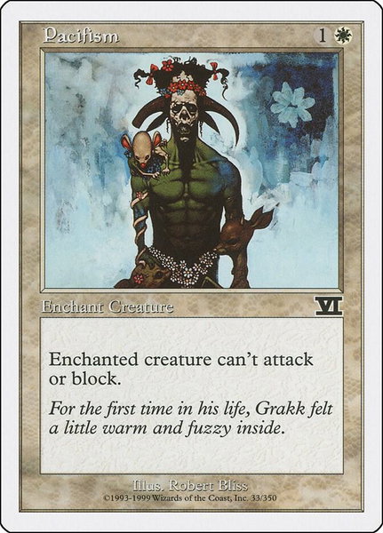 Pacifism trading card from Classic Sixth Edition Pacifism - Classic Sixth Edition Magic: The Gathering trading card