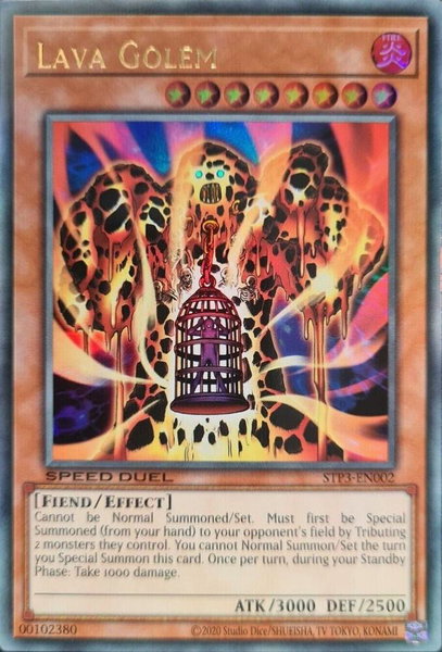 Lava Golem trading card from Speed Duel: Tournament Pack 3 Lava Golem - Speed Duel: Tournament Pack 3 YuGiOh trading card