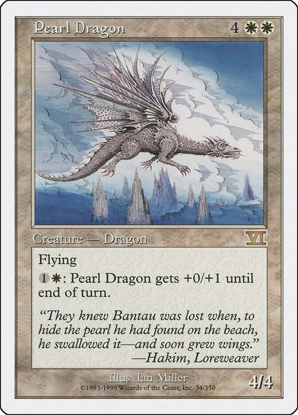 Pearl Dragon trading card from Classic Sixth Edition Pearl Dragon - Classic Sixth Edition Magic: The Gathering trading card