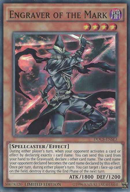 Engraver of the Mark trading card from Dimension of Chaos Engraver of the Mark - Dimension of Chaos YuGiOh trading card