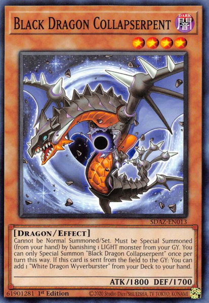 Black Dragon Collapserpent trading card from Structure Deck: Albaz Strike Black Dragon Collapserpent - Structure Deck: Albaz Strike YuGiOh trading card