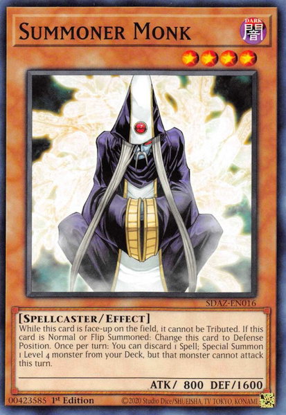 Summoner Monk trading card from Structure Deck: Albaz Strike Summoner Monk - Structure Deck: Albaz Strike YuGiOh trading card