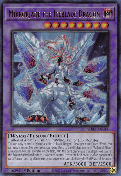 Mirrorjade the Iceblade Dragon trading card from Structure Deck: Albaz Strike Mirrorjade the Iceblade Dragon - Structure Deck: Albaz Strike YuGiOh trading card
