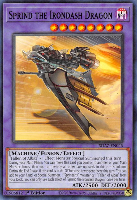 Sprind the Irondash Dragon - Structure Deck: Albaz Strike YuGiOh trading card
