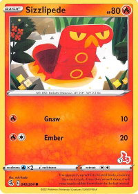 Sizzlipede - 046/264 (#1 Cinderace Stamped) - Battle Academy 2022 (BA22) #046/264 - Promo Pokémon Trading Card