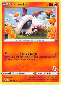 Larvesta - 023/198 (#19 Cinderace Stamped) - Battle Academy 2022 (BA22) #023/198 - Promo Pokémon Trading Card