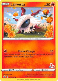 Larvesta - 023/198 (#36 Cinderace Stamped) - Battle Academy 2022 (BA22) #023/198 - Promo Pokémon Trading Card