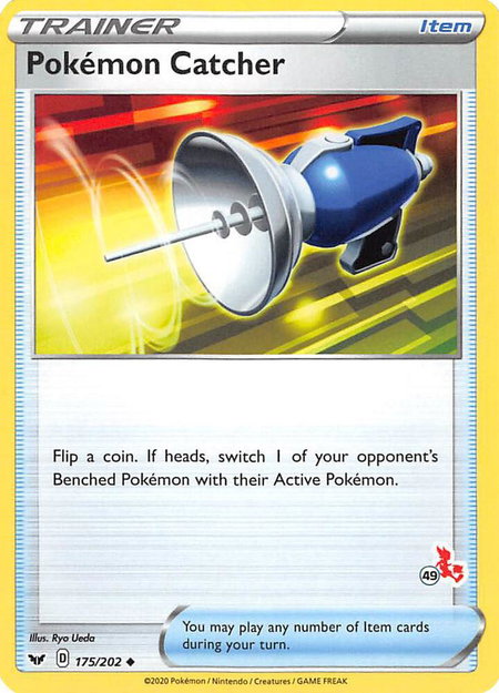 Pokemon Catcher - 175/202 (#49 Cinderace Stamped) trading card from Battle Academy 2022 Pokemon Catcher - 175/202 (#49 Cinderace Stamped) - Battle Academy 2022 Pokémon trading card