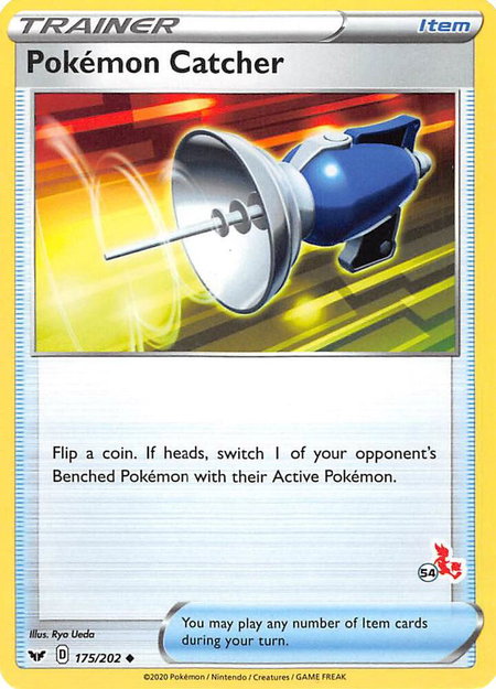 Pokemon Catcher - 175/202 (#54 Cinderace Stamped) trading card from Battle Academy 2022 Pokemon Catcher - 175/202 (#54 Cinderace Stamped) - Battle Academy 2022 Pokémon trading card
