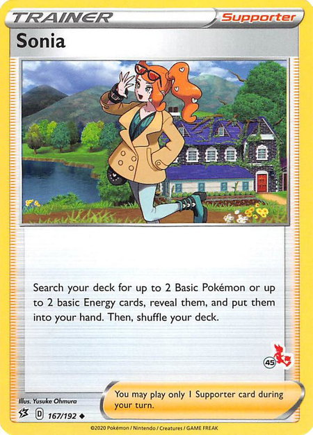 Sonia - 167/192 (#45 Cinderace Stamped) trading card from Battle Academy 2022 Sonia - 167/192 (#45 Cinderace Stamped) - Battle Academy 2022 Pokémon trading card