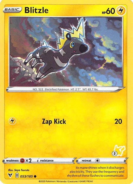 Blitzle - 053/185 (#2 Pikachu Stamped) trading card from Battle Academy 2022 Blitzle - 053/185 (#2 Pikachu Stamped) - Battle Academy 2022 Pokémon trading card