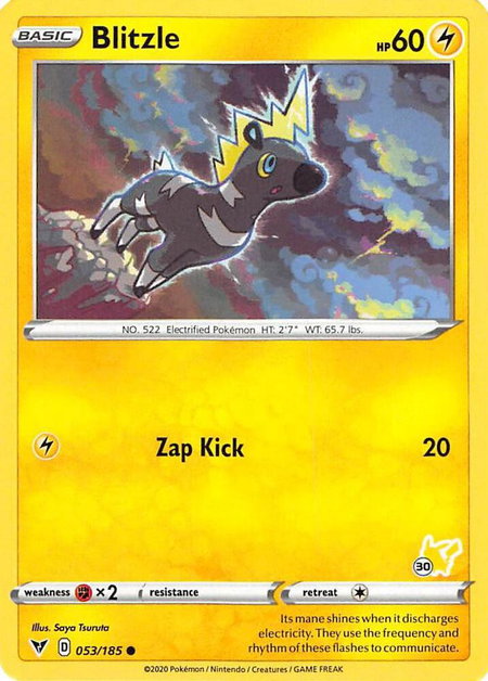 Blitzle - 053/185 (#30 Pikachu Stamped) - Battle Academy 2022 Pokémon trading card