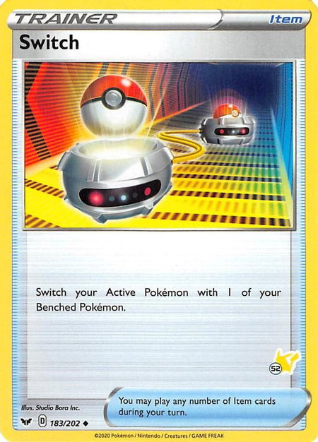 Switch - 183/202 (#52 Pikachu Stamped) trading card from Battle Academy 2022 Switch - 183/202 (#52 Pikachu Stamped) - Battle Academy 2022 Pokémon trading card