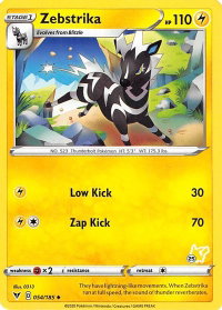 Zebstrika - 054/185 (#25 Pikachu Stamped) - Battle Academy 2022 (BA22) #054/185 - Promo Pokémon Trading Card