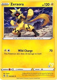 Zeraora - 102/264 (#5 Pikachu Stamped) - Battle Academy 2022 (BA22) #102/264 - Promo Pokémon Trading Card