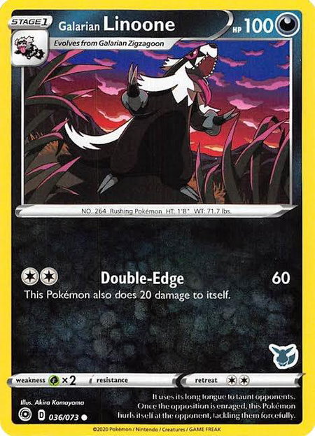 Galarian Linoone - 036/073 (Eevee Stamped) trading card from Battle Academy 2022 Galarian Linoone - 036/073 (Eevee Stamped) - Battle Academy 2022 Pokémon trading card