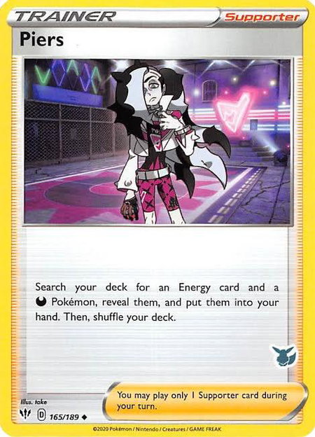 Piers - 165/189 (Eevee Stamped) - Battle Academy 2022 Pokémon trading card