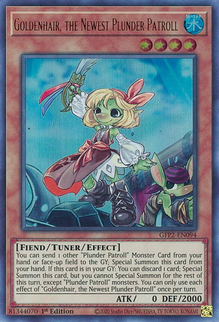 Goldenhair, the Newest Plunder Patroll trading card from Ghosts From the Past: The 2nd Haunting Goldenhair, the Newest Plunder Patroll - Ghosts From the Past: The 2nd Haunting YuGiOh trading card