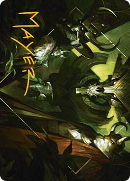 Meeting of the Five Art Card (Gold-Stamped Signature) - Art Series: Streets of New Capenna Magic: The Gathering trading card