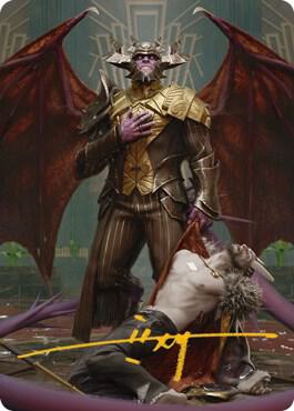 Ob Nixilis, the Adversary Art Card (31/81) (Gold-Stamped Signature) trading card from Art Series: Streets of New Capenna Ob Nixilis, the Adversary Art Card (31/81) (Gold-Stamped Signature) - Art Series: Streets of New Capenna Magic: The Gathering trading card