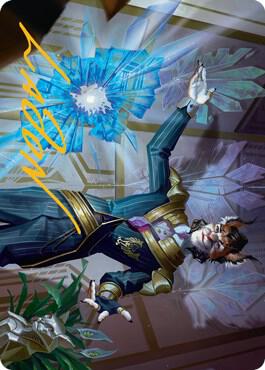 Kros, Defense Contractor Art Card (Gold-Stamped Signature) trading card from Art Series: Streets of New Capenna Kros, Defense Contractor Art Card (Gold-Stamped Signature) - Art Series: Streets of New Capenna Magic: The Gathering trading card