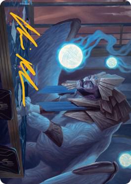 Tivit, Seller of Secrets Art Card (Gold-Stamped Signature) trading card from Art Series: Streets of New Capenna Tivit, Seller of Secrets Art Card (Gold-Stamped Signature) - Art Series: Streets of New Capenna Magic: The Gathering trading card