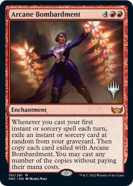 Arcane Bombardment - Promo Pack: Streets of New Capenna Magic: The Gathering trading card