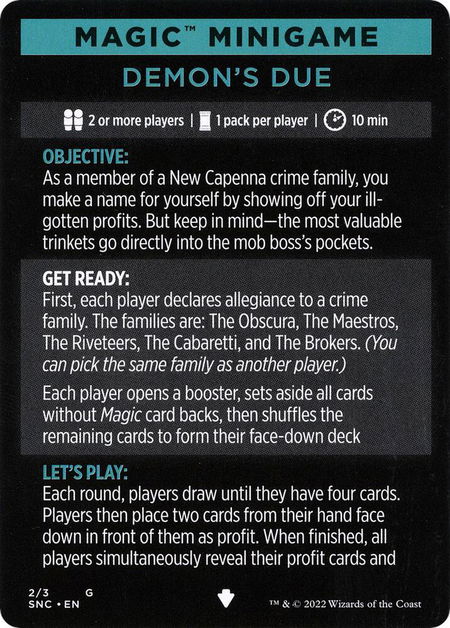 Magic Minigame: Demon's Due - Streets of New Capenna Magic: The Gathering trading card
