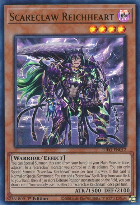Scareclaw Reichheart trading card from Dimension Force Scareclaw Reichheart - Dimension Force YuGiOh trading card