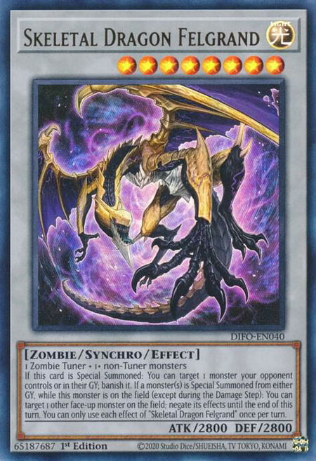 Skeletal Dragon Felgrand trading card from Dimension Force Skeletal Dragon Felgrand - Dimension Force YuGiOh trading card