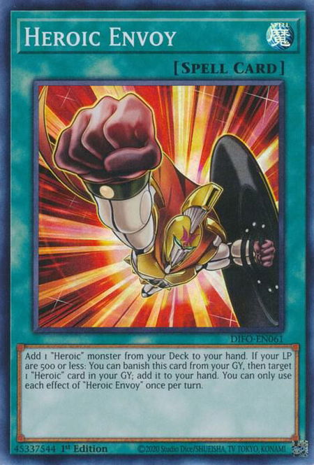Heroic Envoy trading card from Dimension Force Heroic Envoy - Dimension Force YuGiOh trading card