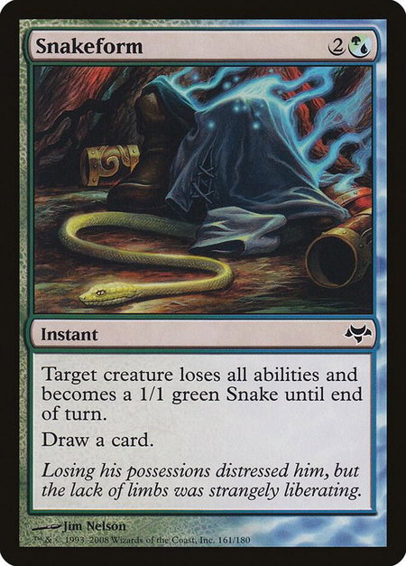 Snakeform trading card from Eventide Snakeform - Eventide Magic: The Gathering trading card