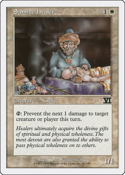 Samite Healer trading card from Classic Sixth Edition Samite Healer - Classic Sixth Edition Magic: The Gathering trading card