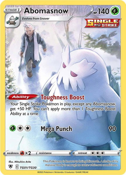 Abomasnow trading card from SWSH10: Astral Radiance Trainer Gallery Abomasnow - SWSH10: Astral Radiance Trainer Gallery Pokémon trading card