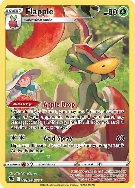 Flapple trading card from SWSH10: Astral Radiance Trainer Gallery Flapple - SWSH10: Astral Radiance Trainer Gallery Pokémon trading card