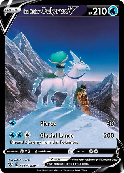 Ice Rider Calyrex V trading card from SWSH10: Astral Radiance Trainer Gallery Ice Rider Calyrex V - SWSH10: Astral Radiance Trainer Gallery Pokémon trading card