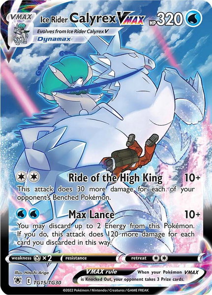 Ice Rider Calyrex VMAX trading card from SWSH10: Astral Radiance Trainer Gallery Ice Rider Calyrex VMAX - SWSH10: Astral Radiance Trainer Gallery Pokémon trading card