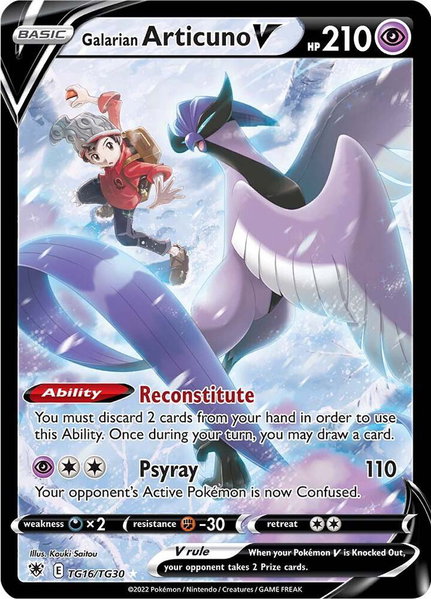 Galarian Articuno V trading card from SWSH10: Astral Radiance Trainer Gallery Galarian Articuno V - SWSH10: Astral Radiance Trainer Gallery Pokémon trading card