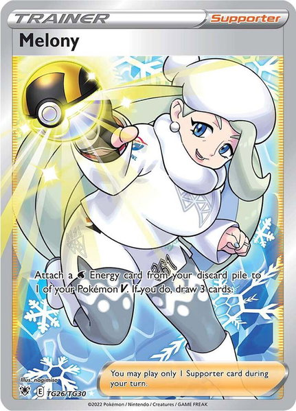 Melony trading card from SWSH10: Astral Radiance Trainer Gallery Melony - SWSH10: Astral Radiance Trainer Gallery Pokémon trading card