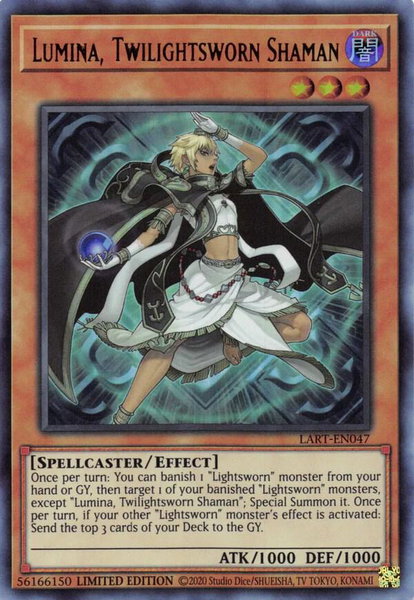Lumina, Twilightsworn Shaman trading card from The Lost Art Promotion Lumina, Twilightsworn Shaman - The Lost Art Promotion YuGiOh trading card